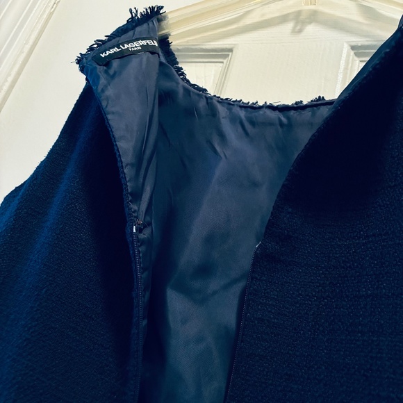 Navy Tweed Sleeveless Dress - Picture 4 of 9